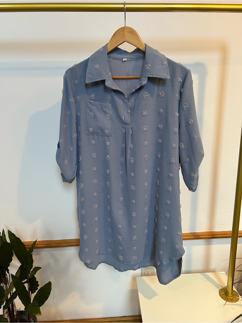 Light Blue Embroidered Lightweight Dress or Cover-up- Small